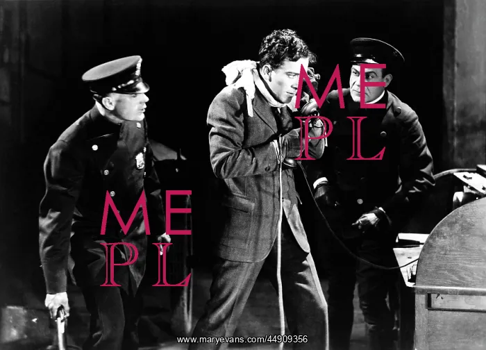 : 1930s two armed police looking at anxious desperate : 1930s two armed police looking at anxious desperate