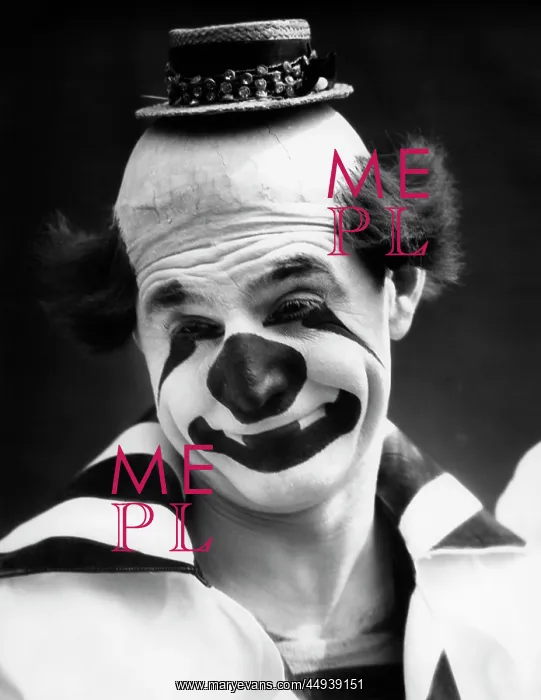 : 1930s Clown In Classic Whiteface : 1930s Clown In Classic Whiteface