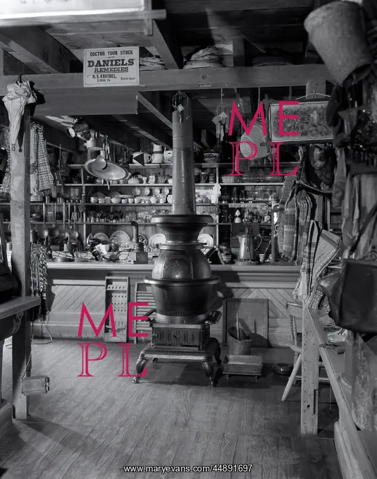 : 1930s Country Store Interior With : 1930s Country Store Interior With