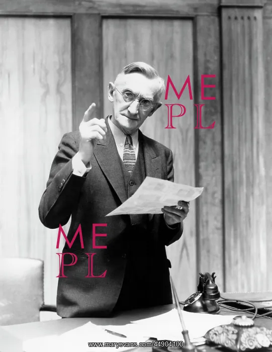 : 1930s Elderly Man In Office Standing : 1930s Elderly Man In Office Standing