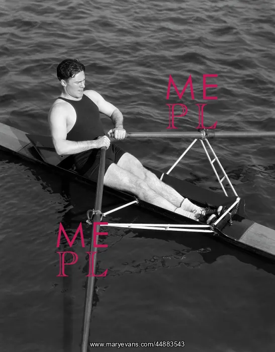  : 1930s Man Rowning Sculling Holding