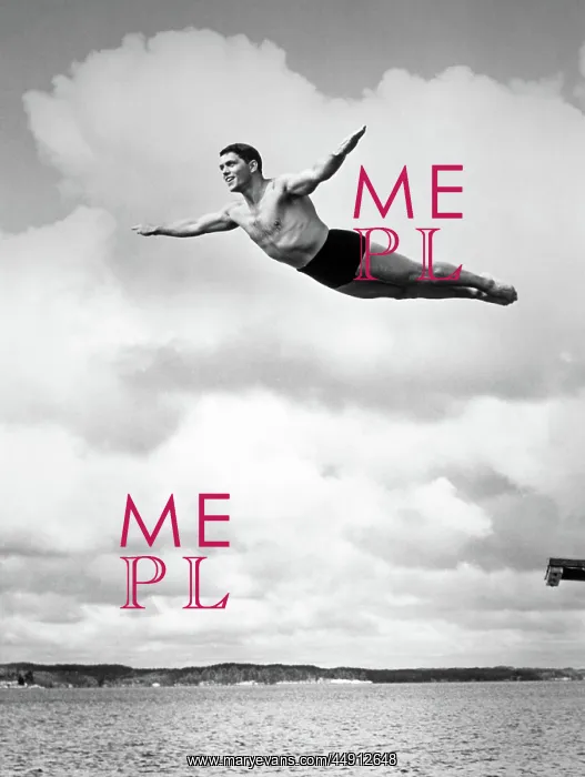  : 1930s MAN SWAN DIVING FROM HIGH DIVING BOARD