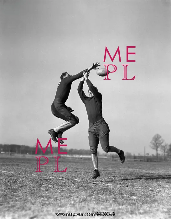  : 1930s Two Men Jumping To Catch
