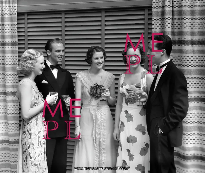  : 1930s Two Men Three Women At Formal