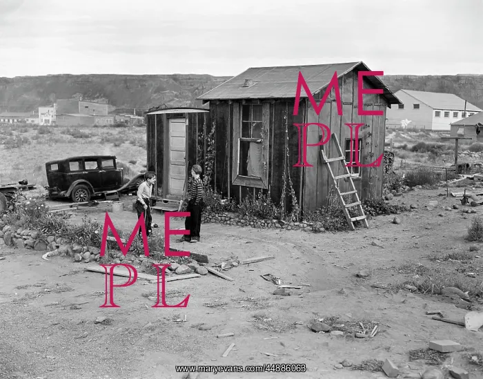 : 1930s Poverty Scene With 2 Boys : 1930s Poverty Scene With 2 Boys