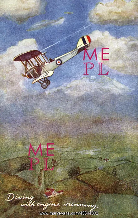 : 1930s RAF biplane diving with the engine still running : 1930s RAF biplane diving with the engine still running