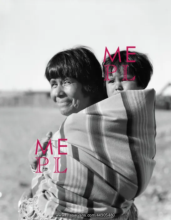 : 1930s - Smiling Native American Mother Looking at Camera : 1930s - Smiling Native American Mother Looking at Camera