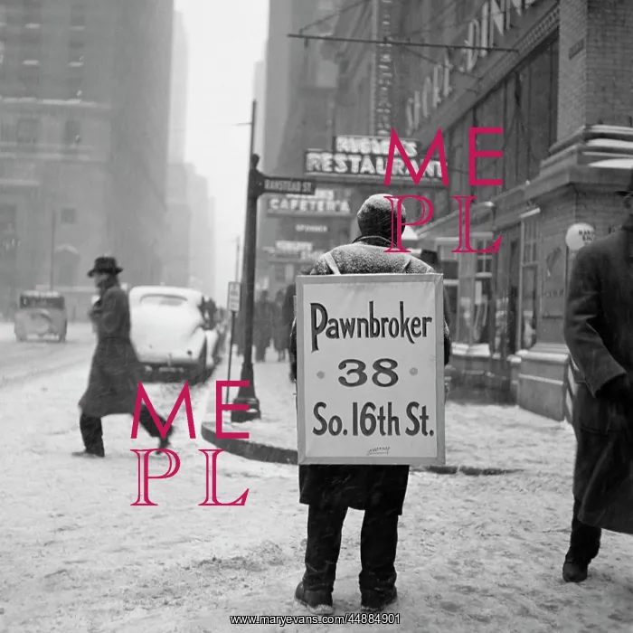 : 1930s Winter Street Scene Of Man : 1930s Winter Street Scene Of Man
