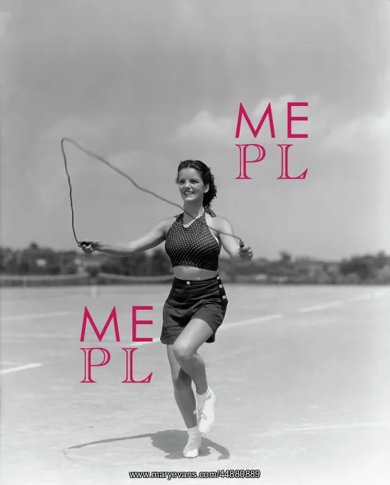  : 1930s Woman Jumping Rope Exercise