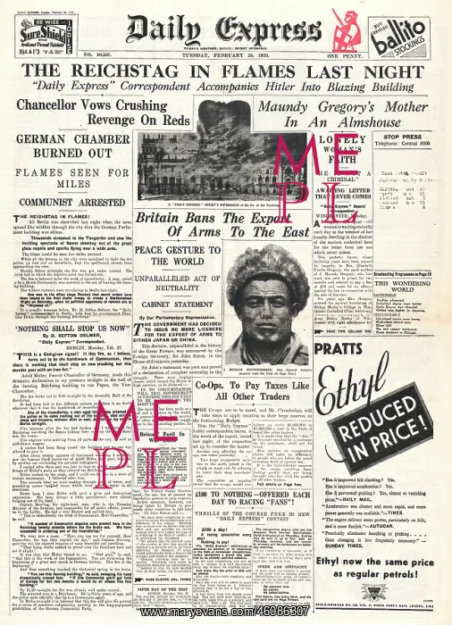  : 1933 Daily Express Reichstag fire