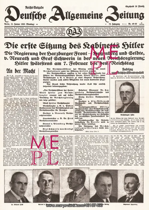 : 1933 Hitler becomes Reichs Chancellor : 1933 Hitler becomes Reichs Chancellor