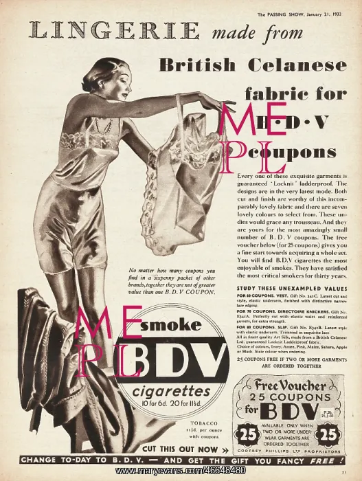 : 1933 UK Magazine BDV Cigarette Ad : 1933 UK Magazine BDV Cigarette Ad