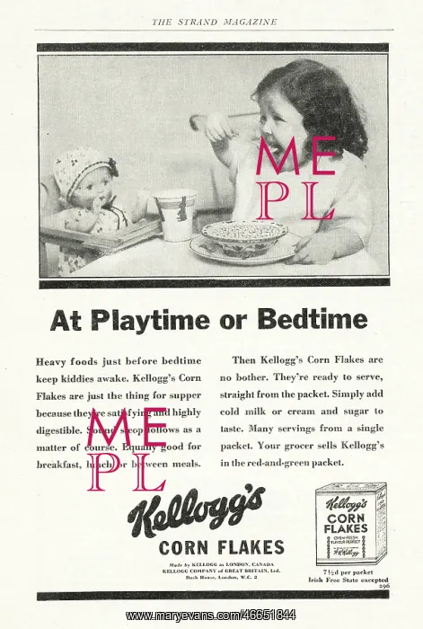 : 1933 UK Magazine Kellogs Cornflakes Advert : 1933 UK Magazine Kellogs Cornflakes Advert