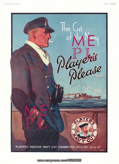 : 1933 UK Magazine Player's Cigarette Ad : 1933 UK Magazine Player's Cigarette Ad