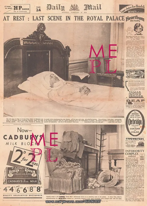 : 1934 Daily Mail Death of King Albert : 1934 Daily Mail Death of King Albert