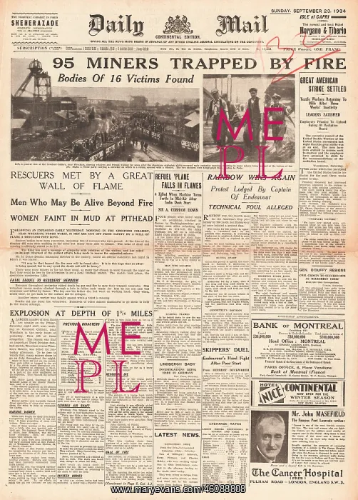 : 1934 Daily Mail Gresford Colliery mining disaster : 1934 Daily Mail Gresford Colliery mining disaster