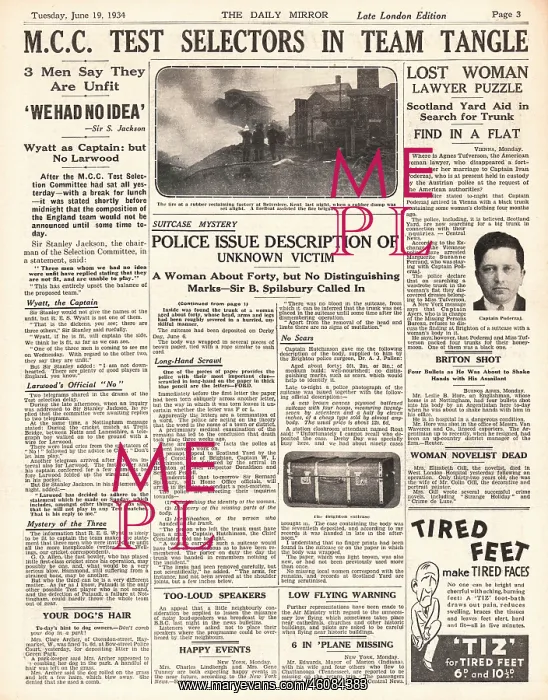: 1934 Daily Mirror Brighton Trunk Murder : 1934 Daily Mirror Brighton Trunk Murder