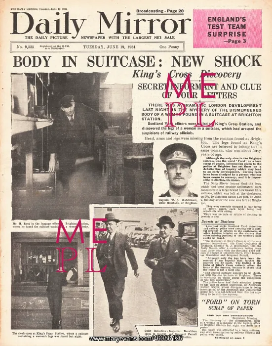 : 1934 Daily Mirror Brighton Trunk Murder : 1934 Daily Mirror Brighton Trunk Murder