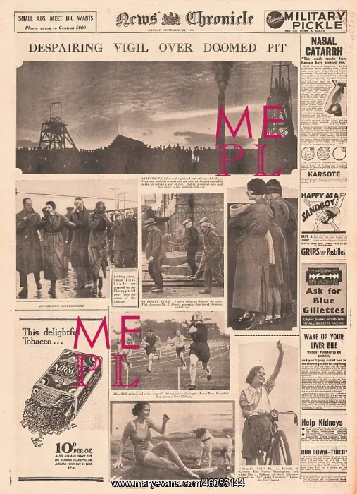 : 1934 News Chronicle Gresford Colliery mining disaster : 1934 News Chronicle Gresford Colliery mining disaster