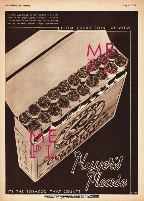 : 1934 UK advert Players cigarettes : 1934 UK advert Players cigarettes