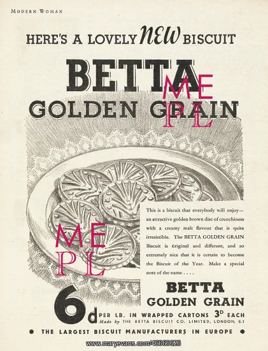: 1935 UK Magazine Betta Biscuits Advert : 1935 UK Magazine Betta Biscuits Advert