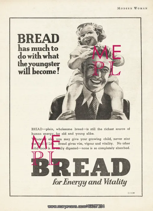 : 1935 UK Magazine Bread For Energy Advert : 1935 UK Magazine Bread For Energy Advert