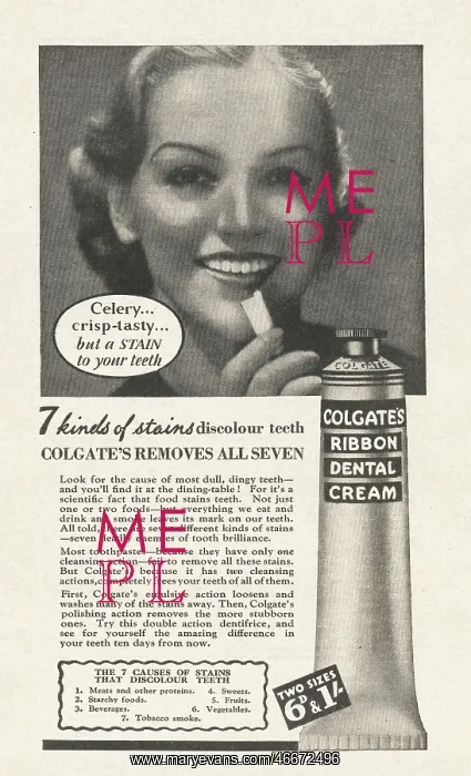 : 1935 UK Magazine Colgate Toothpaste Ad : 1935 UK Magazine Colgate Toothpaste Ad
