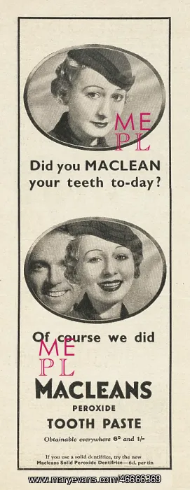: 1935 UK Magazine Macleans Toothpaste Advert : 1935 UK Magazine Macleans Toothpaste Advert