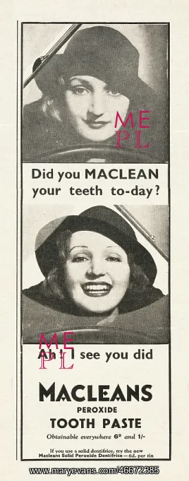 : 1935 UK Magazine Macleans Toothpaste Advert : 1935 UK Magazine Macleans Toothpaste Advert