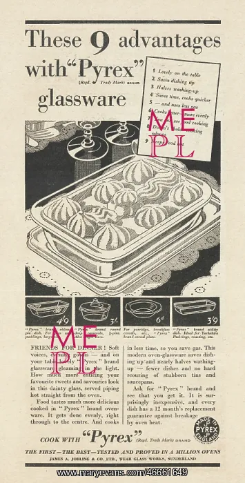  : 1935 UK Magazine Pyrex Advert