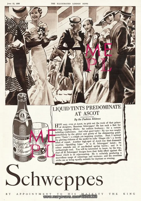 : 1935 UK Magazine Schweppes Drinks Advert : 1935 UK Magazine Schweppes Drinks Advert