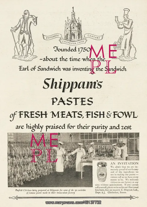 : 1935 UK Magazine Shippam's Paste Advert : 1935 UK Magazine Shippam's Paste Advert