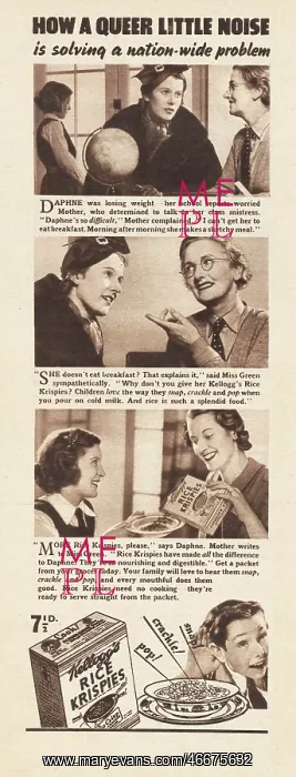 : 1935 U.S. Magazine Kellogs Rice Krispies Advert : 1935 U.S. Magazine Kellogs Rice Krispies Advert