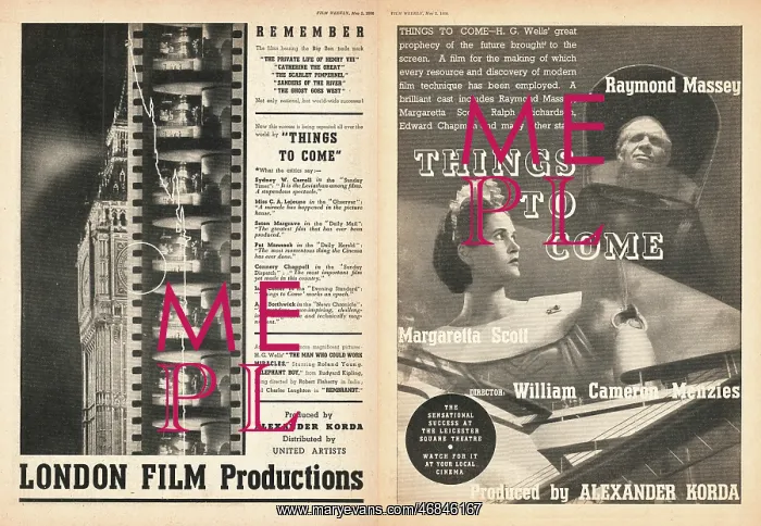 : 1936 Film Weekly advert Things To Come : 1936 Film Weekly advert Things To Come