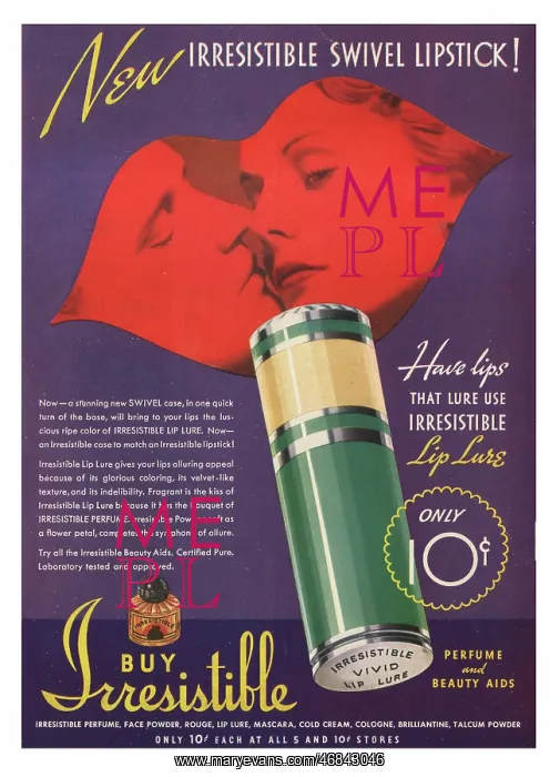 : 1936 Irresistible lipstick advert : 1936 Irresistible lipstick advert