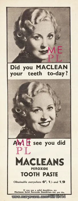 : 1936 UK Magazine Macleans Toothpaste Advert : 1936 UK Magazine Macleans Toothpaste Advert