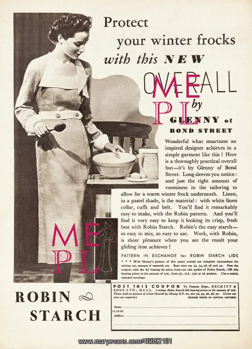 : 1936 UK Magazine Robin Starch Advert : 1936 UK Magazine Robin Starch Advert