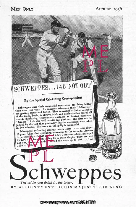 : 1936 UK Magazine Schweppes Drinks Advert : 1936 UK Magazine Schweppes Drinks Advert