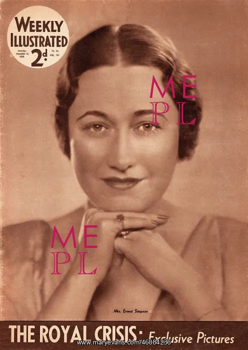 : 1936 Weekly Illustrated Mrs Wallis Simpson : 1936 Weekly Illustrated Mrs Wallis Simpson