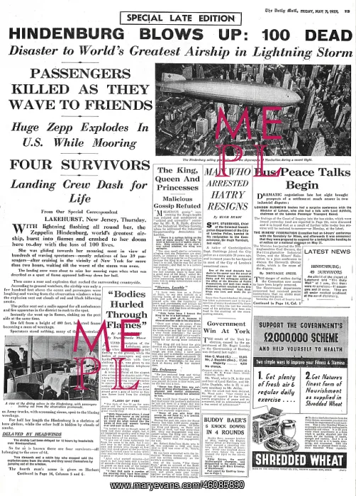 : 1937 Daily Mail Hindenburg zeppelin disaster : 1937 Daily Mail Hindenburg zeppelin disaster
