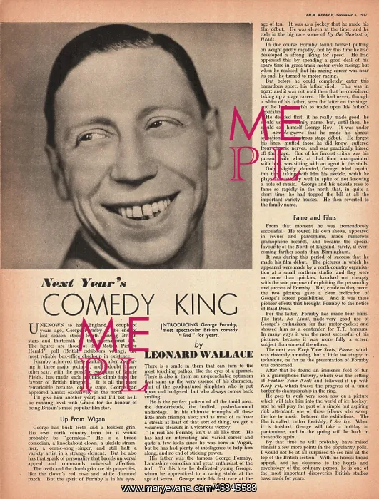 : 1937 Film Weekly George Formby : 1937 Film Weekly George Formby