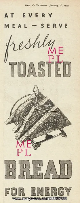 : 1937 UK Magazine Bread For Energy Advert : 1937 UK Magazine Bread For Energy Advert