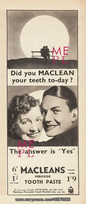 : 1937 UK Magazine Macleans Toothpaste Advert : 1937 UK Magazine Macleans Toothpaste Advert