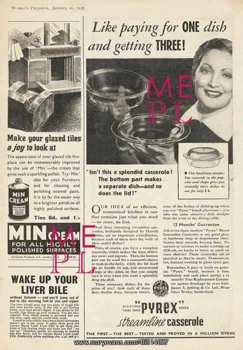  : 1937 UK Magazine Pyrex Advert