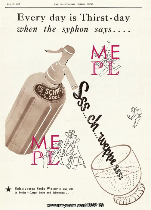 : 1937 UK Magazine Schweppes Drinks Advert : 1937 UK Magazine Schweppes Drinks Advert