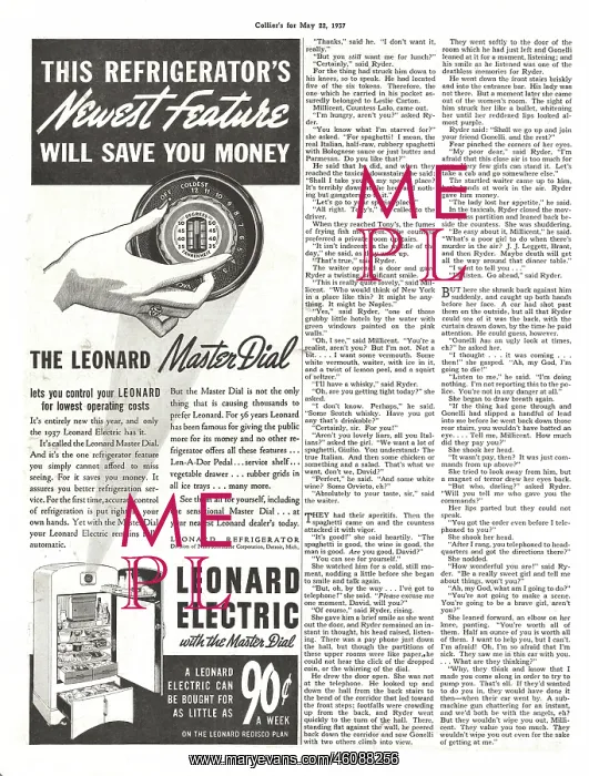 : 1937 U.S. Magazine Leonard Refrigerator Advert : 1937 U.S. Magazine Leonard Refrigerator Advert