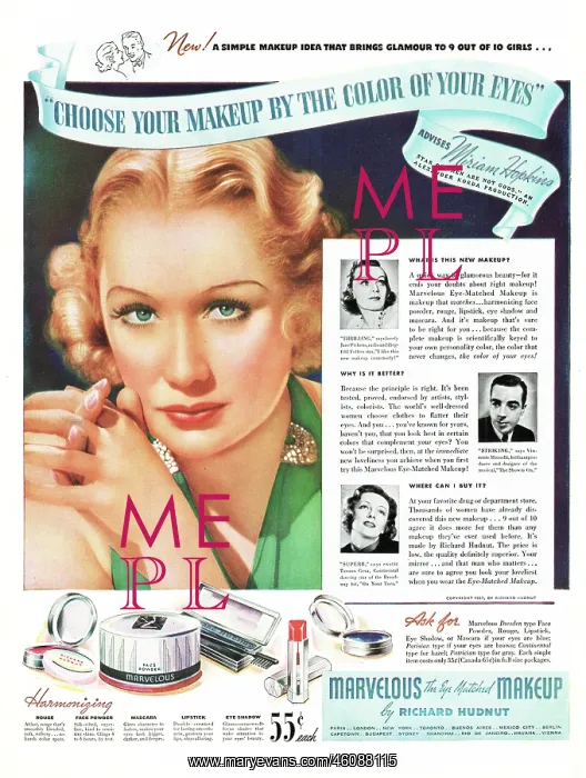 : 1937 U.S. Magazine Marvelous Makeup Advert : 1937 U.S. Magazine Marvelous Makeup Advert