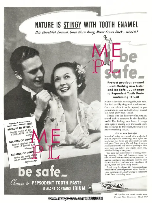 : 1937 U.S. Magazine Pepsodent toothpaste Advert : 1937 U.S. Magazine Pepsodent toothpaste Advert