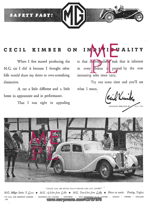  : 1938 MG Motor Cars