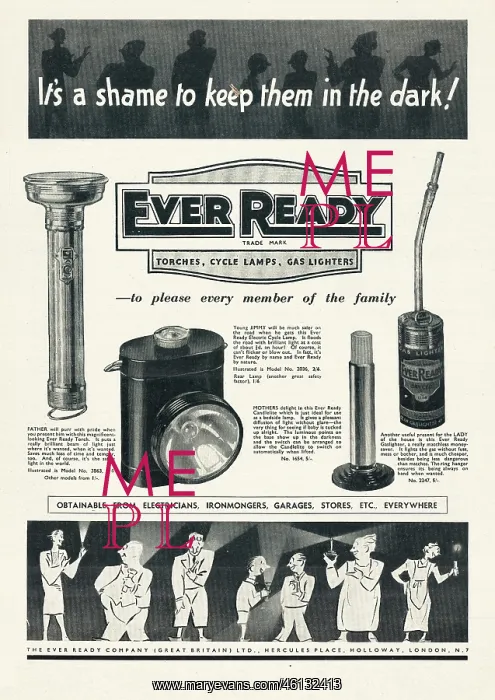: 1938 UK Magazine Ever Ready Torches Advert : 1938 UK Magazine Ever Ready Torches Advert